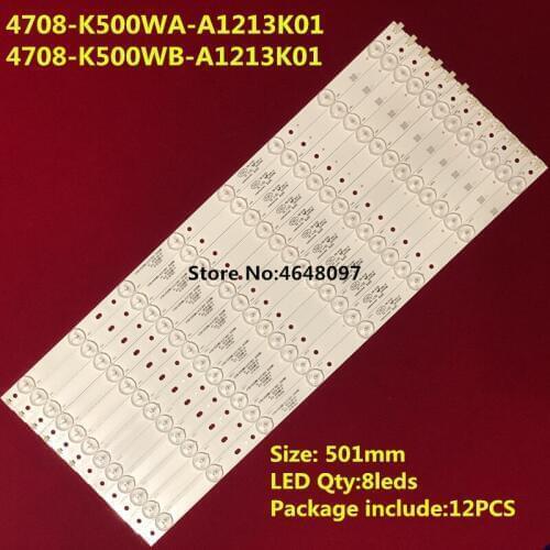 12 Pieces/lot 50PFL3040 K500WD6 LED strip 4708-K500WA-A1213K01 4708-K500WB-A1213K01 K500WD 8 LEDs