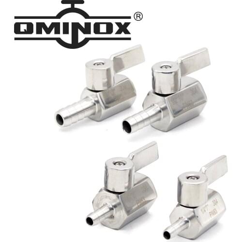 2 way Mini Ball valve Sanitary Stainless steel SS 304 1/8 1/4 3/8 1/2 Female adapter to 7mm 10mm 8mm 12mm Hose Barb Pipe Pagoda