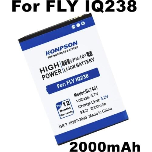 2000mAh BL7401 Use for FLY IQ238 Mobile Phone Battery Global free +online tracking number