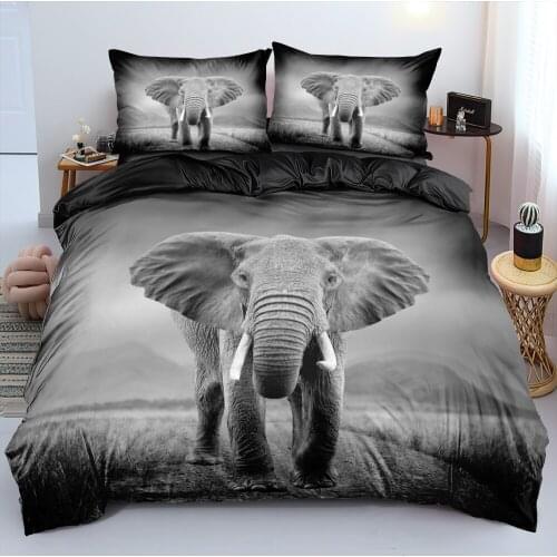 3D Bedclothes Comforter Covers Sets Quilt Cover Pillow Cases Set Full King Queen Double Size Black Custom Elephant Bedding Bags