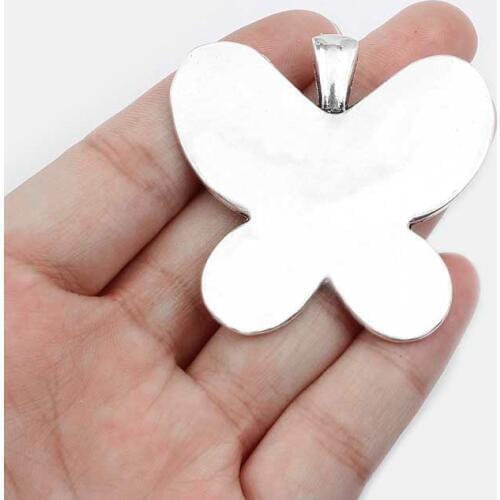 4PCS Large Antique 49x46mm Butterfly Charm Pendant for Necklace Jewelry Findings Making Craft