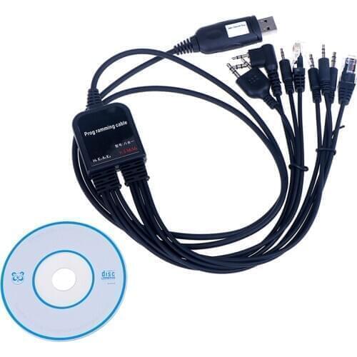 8 in 1 Computer USB Programming Cable for kenwood baofeng motorola yaesu for icom Handy walkie talkie car radio CD Software