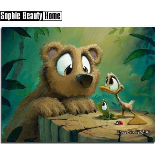 Diamond Embroidery Cartoon Bear&Duck Mosaic Crystal 5D Cross Stitch Full Drill Diamond Painting DIY Sticker Decor Pattern 188216