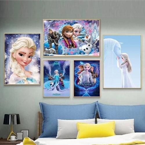 5D DIY Diamond Painting Disney Princess Anna Elsa Catoon Movie FROZEN 2 Wall Art Diamond Embroidery for Kids Room Decoration