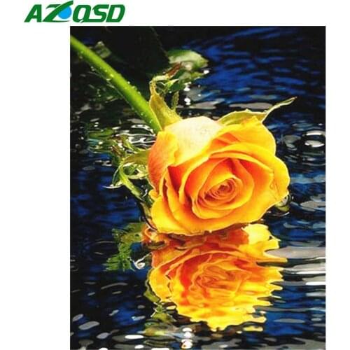 AZQSD Diamond Painting 5d Rose Cross Stitch Rhinestones Needlework Diamond Embroidery Flower Gift Handicrafts Home Decor