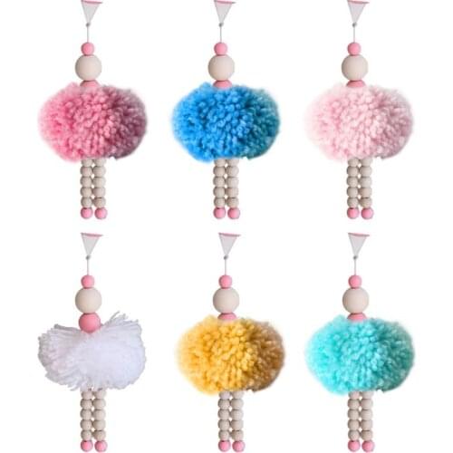 Nordic Style Ballet Dancer Hanging Decoration Wooden Beads Girl Room Decor Nursery Baby Tent Ornament Photography Props