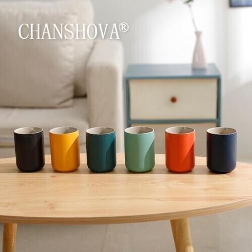CHANSHOVA 180ml Ceramic Simple personality cute coffee mugs teacup Drinking cup multiple colour Chinese porcelain H598