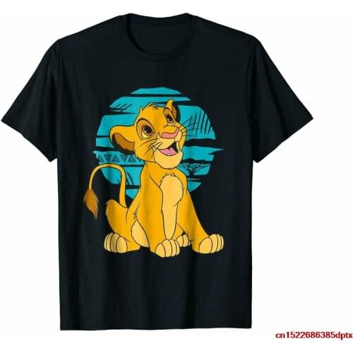 Black The Lion King Young Simba Happy Blue Retro T-Shirt US Mens trend 2019