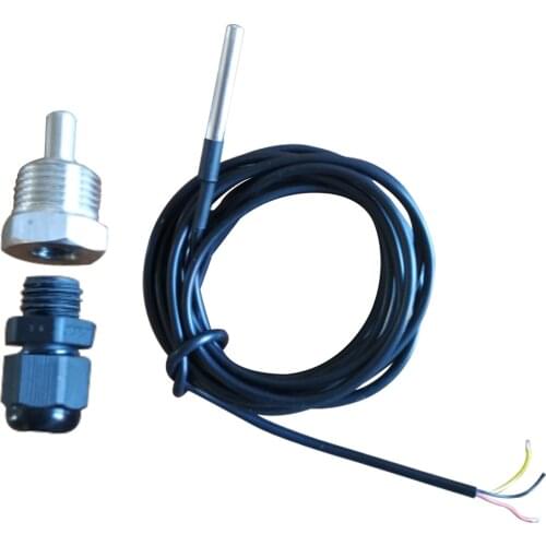 100PS DS18B20 Temperature Sensor G1/2" OD7mm 3m PVC 3-core Wire SUS304 Stainless Steel Shell L30mm Separate shell and sensor