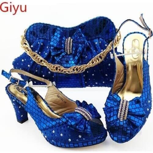 Doershow fashion Shoes with Matching Bags for Wedding Women Shoes and Bag to Match for Party Nigerian Shoes and Bag Set!HBZ1-16
