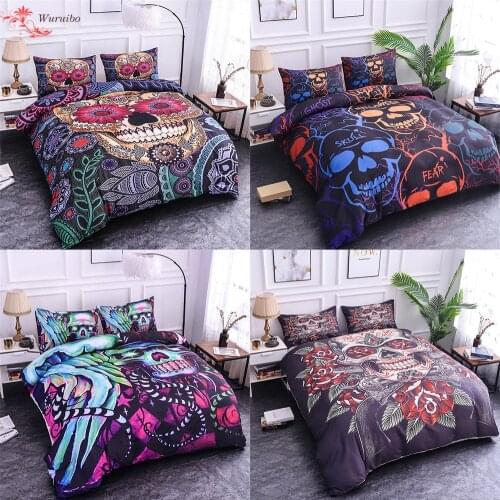 Homesky Skull Bedding Set Bohemia Duvet Cover King Queen Size bedding set Bedclothes Comforter Cover Twin Full Size