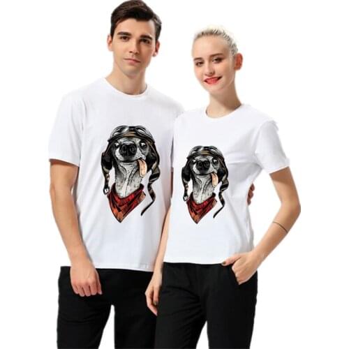 Brand Man Woman Lovers T-Shirts Short Sleeve with Cute Dog Print Loose Tops Black White Harajuku Fashion Cool Tees Summer