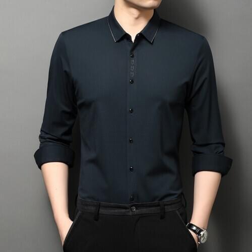 Quality Luxury Oversize Black Silk Dresses Large Sizes Social Office Wear Plain Shirts Business Smooth Big Size Blouse Husband