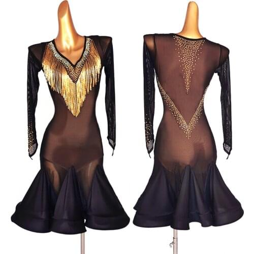 Latin Dance Performance Costume V-Neck Tassel Professional Competition Clothes Customized Girls Women Tango Samba Dancewear 2266