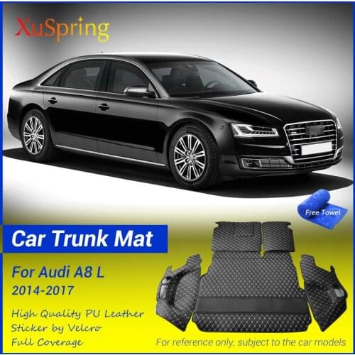 XuSpring Car Trunk Mat Pad Durable Boot Carpets Cargo Liner Full Cover Protective for Audi A8 L 2014-2017 Non-hybrid