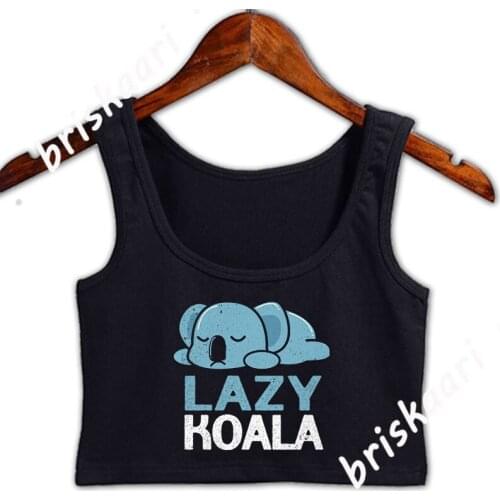 Koala Crop Top Women Fitness Tops Customize Vintage Leisure Spring Autumn Funny Casual Round Collar Vest
