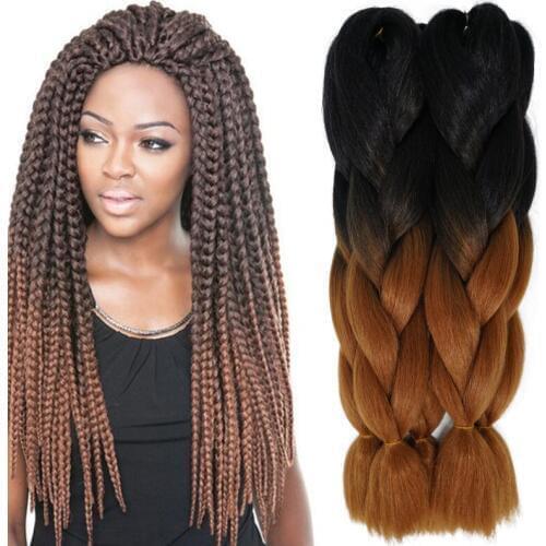 Lelinta Kanekalon Jumbo Braiding Hair Extensions High Temperature Fiber Crochet Twist Braids Synthetic Hair 24inch 3pcs