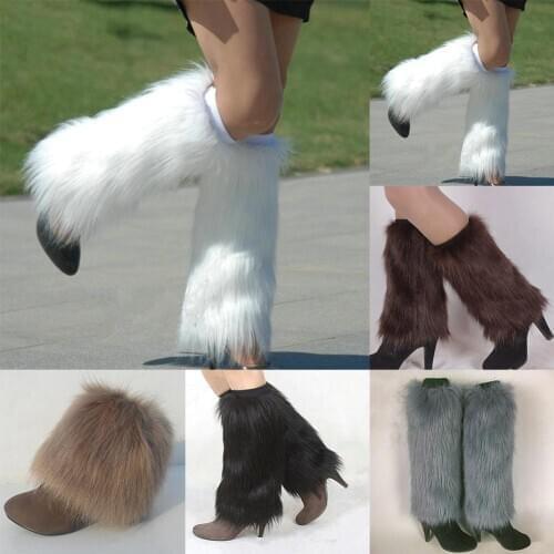 HOT SALES!!! 5 Colors 1 Pair Stockings Winter Fashion Women Boot Covers Furry Solid Color Faux Fur Soft Leg Warmers Comfortable