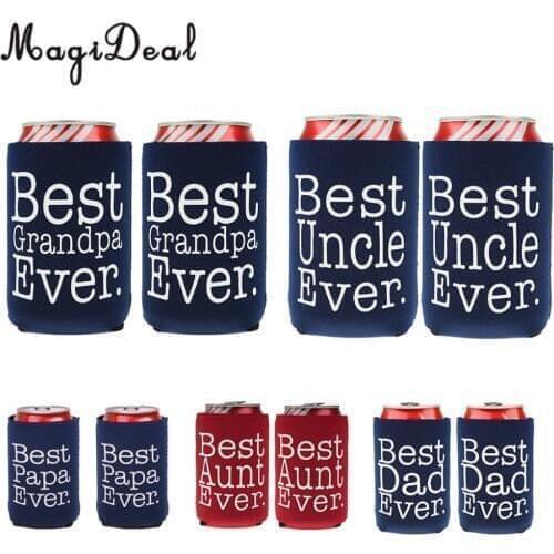 Magideal 2pcs/Lot Best Dad Papa Grandpa Aunt Uncle Ever Black Beer Can Cooler Holder Hens Night Wedding Party Favos Gifts