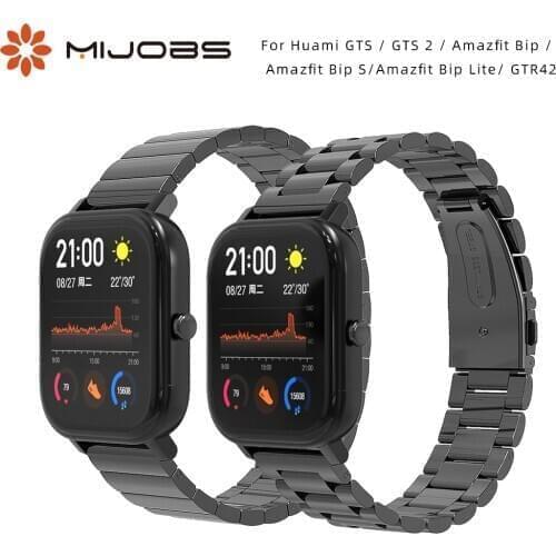 For Huami GTS 2 Strap for Amazfit Bip S Bracelet Metal Stainless Steel 20mm Wristband for Huami GTR 42mm Replacement Accessories