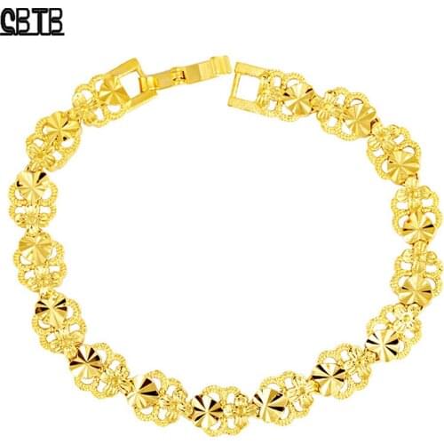 Muslim Fashion Flower Peach Heart Woman Lucky Bracelet New Golden Elegant Jewelry Islamic Wedding Party Luxury Jewelry