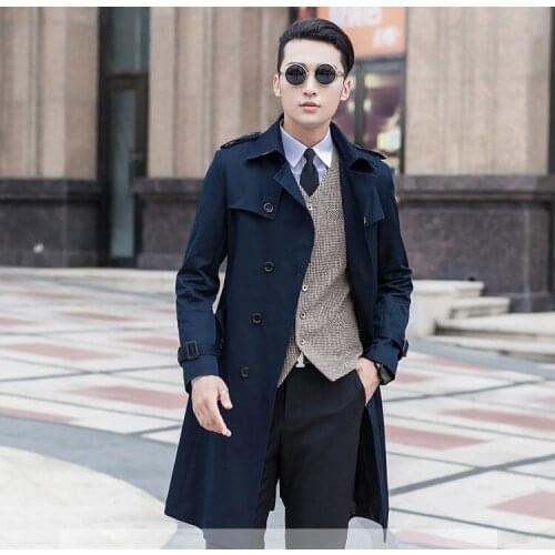 Mens trench outerwear slim double breasted autumn commercial coat very large medium-long plus size S-5XL 6XL 7XL 8XL 9XL