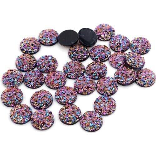 New 40pcs 8mm 10mm 12mm Aurora Colors Gradient colors Flat back Resin Cabochons Fit 12mm Cameo Base Cabochons