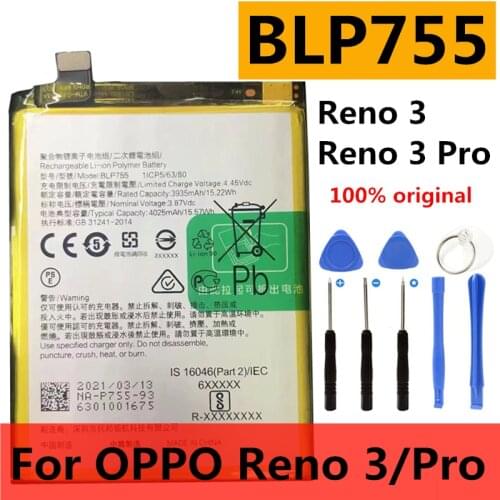 Original Battery BLP757 For Oppo Realme 6 RMX2001 6S 6i 6Pro RMX2061 Pro / BLP765 For Oppo A91 F15 2020 / BLP755 Reno3 Reno 3