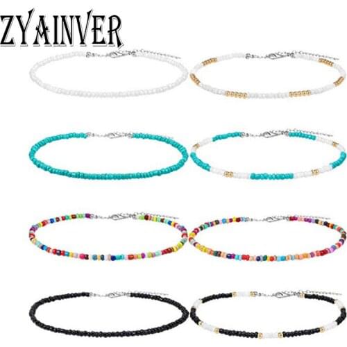 2pcs Simple Seed Bead Strand Choker Necklace Bohemian Handmade Women String Beaded Short Collar Necklace Jewelry Findings Gifts