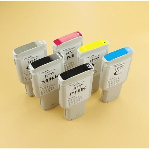 Empty For HP 727 compatible ink Cartridge with chip For HP Designjet T920 T930 T1500 T1530 T2500 T2530 BK C M Y MBK GY 300ml/pcs