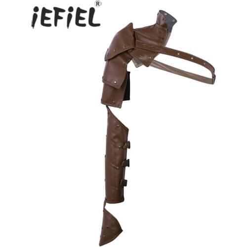 Steampunk Clothing Adult Harness Bondage One Shoulder Armors PU Rivets Armors with Arm Strap Set Cosplay Costume Clubwear