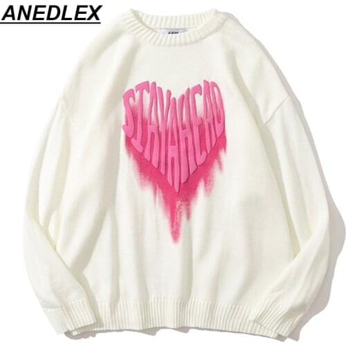 Hip Hop Knitwear Men/Woman Sweaters 2021New Harajuku Fashion Love Printed Loose Tops Autumn Casual Streetwear Pullover Sweaters