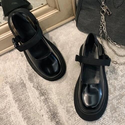 Retro Mary Jane Big Head Womens Shoes New British Style Platform Small Leather Shoes College Style Shallow Mouth Womens Shoes