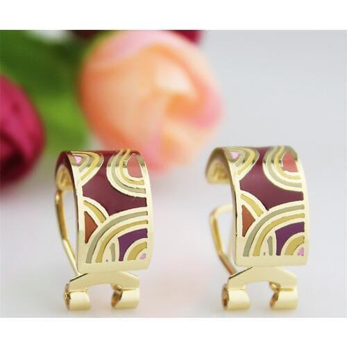 Classical Rose Color Ribbon Design Enamel Jewelry Earrings,1pair/pack
