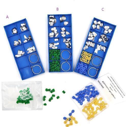 1 Set Dental Sectional Contoured Matrices Oral Teeth Matrices Dental Matrix with Ring Rubber Elastic Wedges Dentist Tools