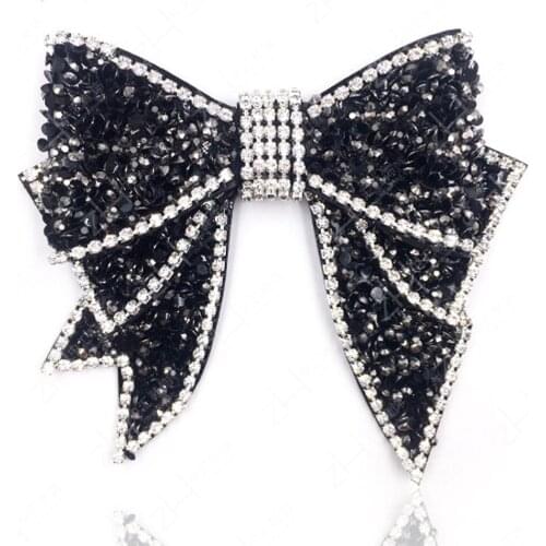 1 Pair of Black Rhinestone Applique Accessories for Wedding Bridal Dress Hats
