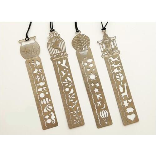 24 Pcs/lot Cute Kawaii Creative Birdcage Hollow Metal Bookmark Ruler For Kids Party Gift School Supplies