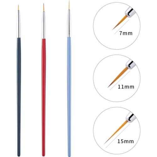 3 Sizes Nail Art Liner Painting Brush Pen Set 7mm 11mm 15mm For Drawing Flower Line Grid French Design Manicure Tool
