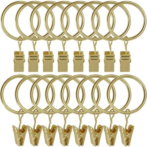 40PCS Curtain Rings with Clips, Strong Drapery Clips Hooks on Tension Rod Bracket, 1.26 Inch Interior Diameter