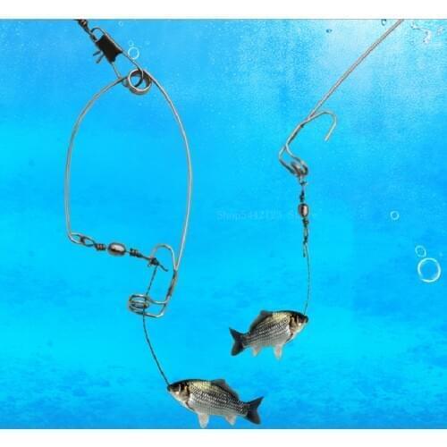 5pcs Automatic Fishing Hook Trigger Stainless Steel Spring Fishhook Bait Catch Catapult Full Speed Fish Accessories