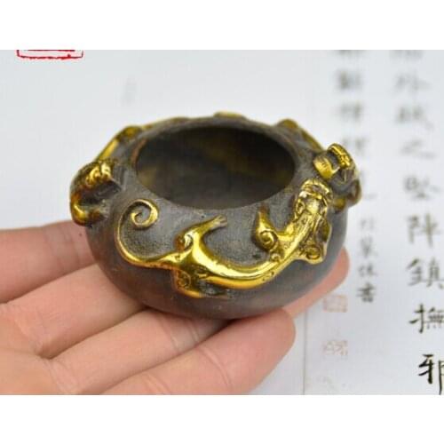Antique Golden Dragon Brass Sculpture, Ashtray, Wine Tank, Family Decorations Various Styles