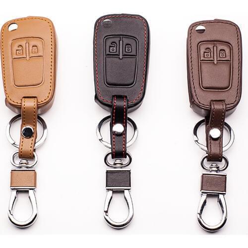 Car Wallets Genuine Leather key cases sets key bags for Opel Mokka Astra Corsa Antara for Chevrolet for Cruze 2 Buttons fold key