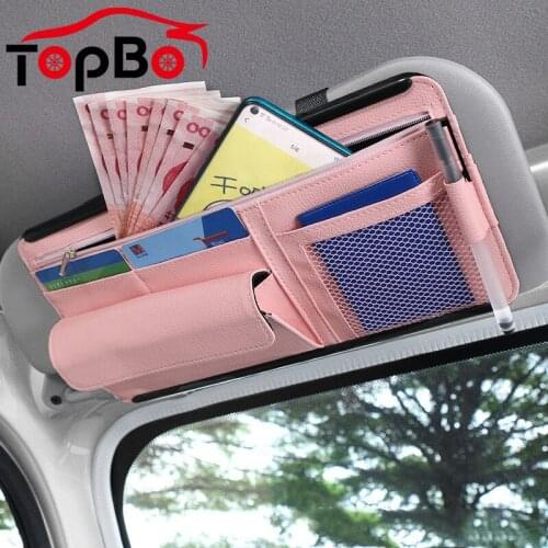 Auto Car Sun Visor Bill Pen Business Card Holder CD DVD Organizer Cash Storage Sunglasses Clip Tidying Car Interior Accessories