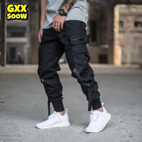 Mens Multi-pocket Harem Pant Men Streetwear Punk Cargo Pant Hip Hop Casual Trousers Joggers Male Black Pant GW014