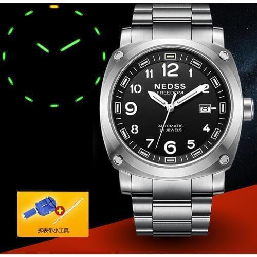 NEDSS Top brand watch tritium military mens watch automatic watch mechanical watches Luminous Hands 50M waterproof