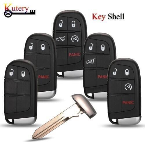 Kutery Car Key Shell For Jeep Grand Cherokee For Dodge Ram For Chrysler 2/3/4/5Buttons With Uncut Blade Key Case Cover