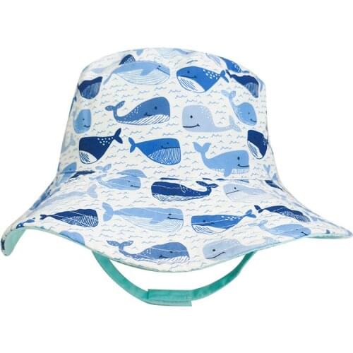 Sun Hat Kids Beach Bucket Hat Summer Wide Brim Strap Animal Cap Boy Girl UV Protection Breathable Outdoor Accessory Baby Toddler