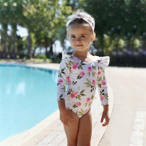 Childrens one piece swimsuit for baby/little girls Simple fashionable lovely swimwear Sun-proof Fast dry Bathing suit