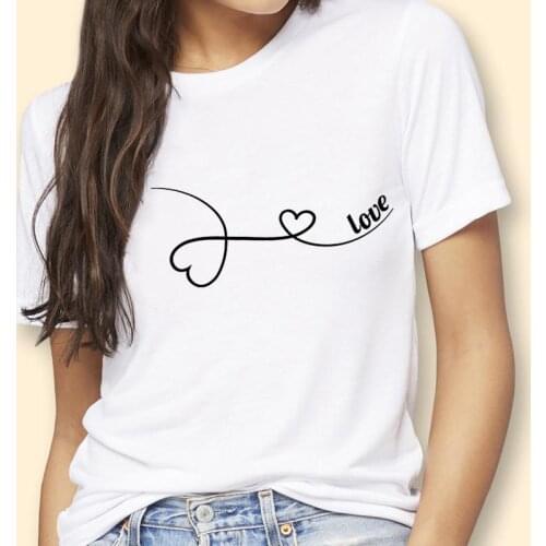 Women Simple New Style Love O-neck 90s Lady Cartoon Kawaii Graphic Tshirt T-Shirt Kawaii Female Tops Tees Print Clothes