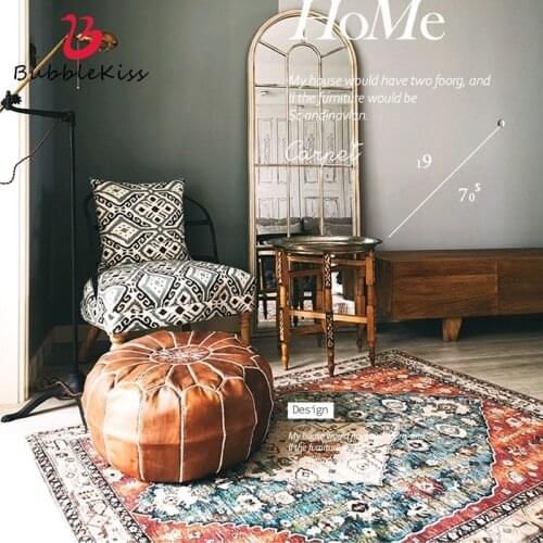 Bubble Kiss Nordic Style Living Room Decoration Carpet Retro Geometric Pattern Bedroom Rug Soft Crystal Velvet Bedside Door Mat